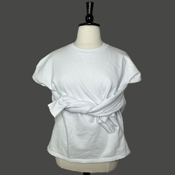 Sandrine Rose Convertible L/S S/S Distressed Sweatshirt White Women Medium NWT - Picture 9 of 14